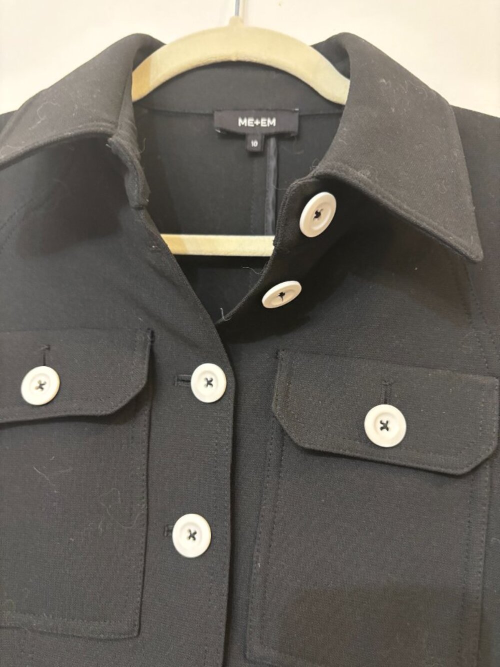 ME+EM Tailored Black Jacket with White Buttons and Removable Belt US Size 6 - Picture 8 of 11